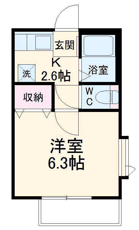 ボナール・A(1K/2階)の間取り写真