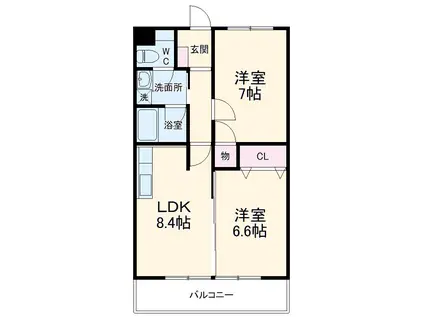 ラフォーレ見付(2LDK/3階)の間取り写真