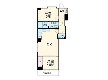 ユーハイツ(2LDK/4階)の間取り写真