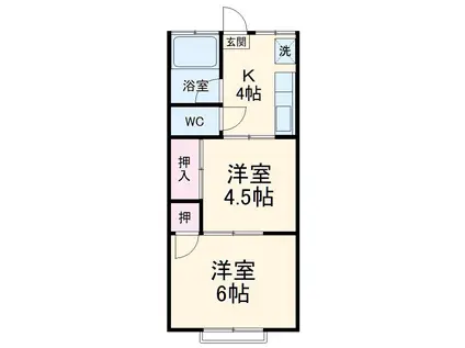 第2山仁ハイツ(2K/2階)の間取り写真