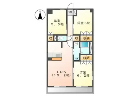 コンフォール里根川(3LDK/2階)の間取り写真