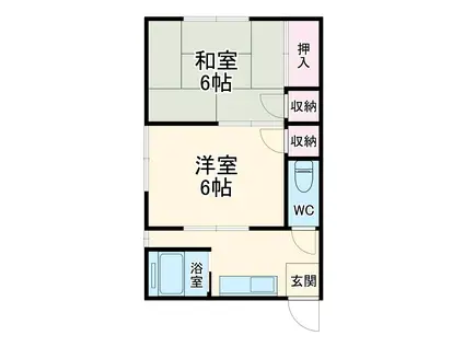 ガーデンフタバ(2K/1階)の間取り写真