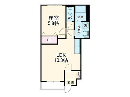 オリーブガーデン(1LDK/1階)の間取り写真