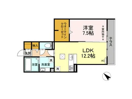 エトワール古城(1LDK/1階)の間取り写真