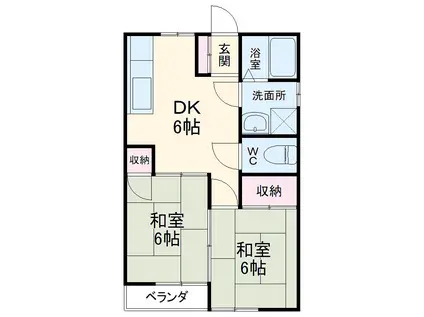 アプリコットⅠ(2DK/2階)の間取り写真