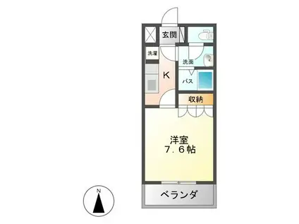 ライラック(1K/1階)の間取り写真