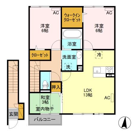 京和風 嵯峨野 星(3LDK/2階)の間取り写真
