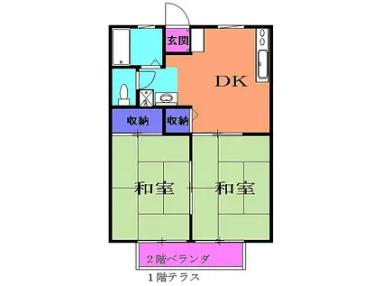 ホワイトハイランドB(2DK/1階)の間取り写真