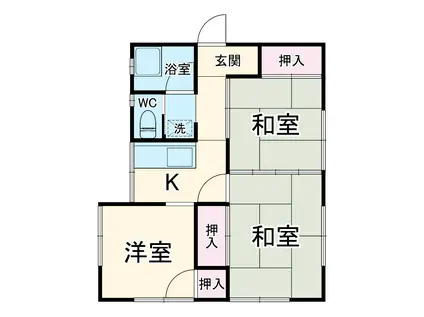 東海道本線 平塚駅 徒歩35分 1階建 築49年(3K)の間取り写真
