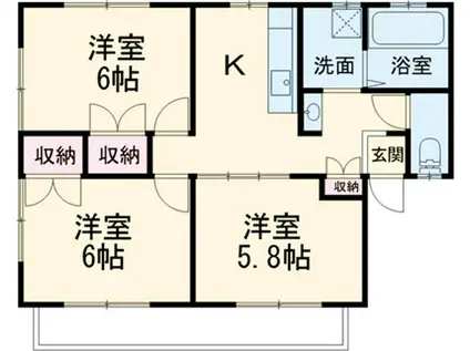 コーポ21A(3K/1階)の間取り写真