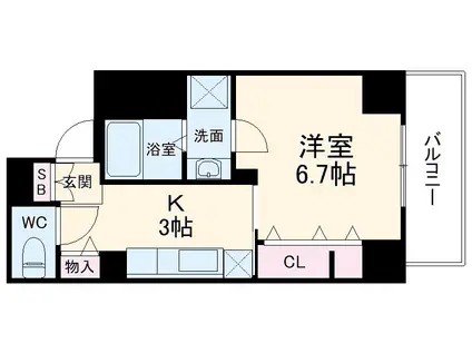 アムール香川(1K/3階)の間取り写真