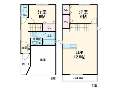 近鉄名古屋線 近鉄蟹江駅 徒歩8分 2階建 築5年(2LDK)の間取り写真
