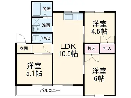 エクセル東丘(3LDK/2階)の間取り写真