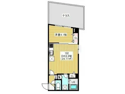 カイテキース2(1DK/1階)の間取り写真