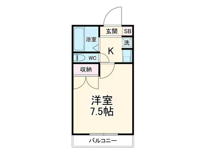 レジデンスジュネス(1K/2階)の間取り写真