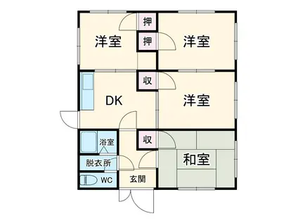 東海道本線 浜松駅 バス乗車時間:20分 寸田ヶ谷バス停で下車 徒歩10分 1階建 築52年(4DK)の間取り写真