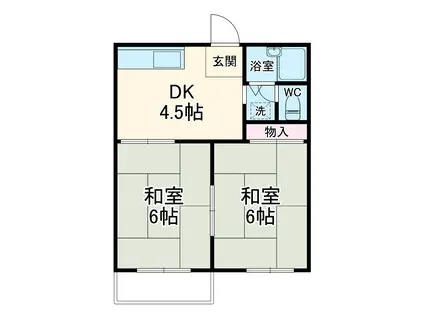 タウニー山の手(2DK/2階)の間取り写真