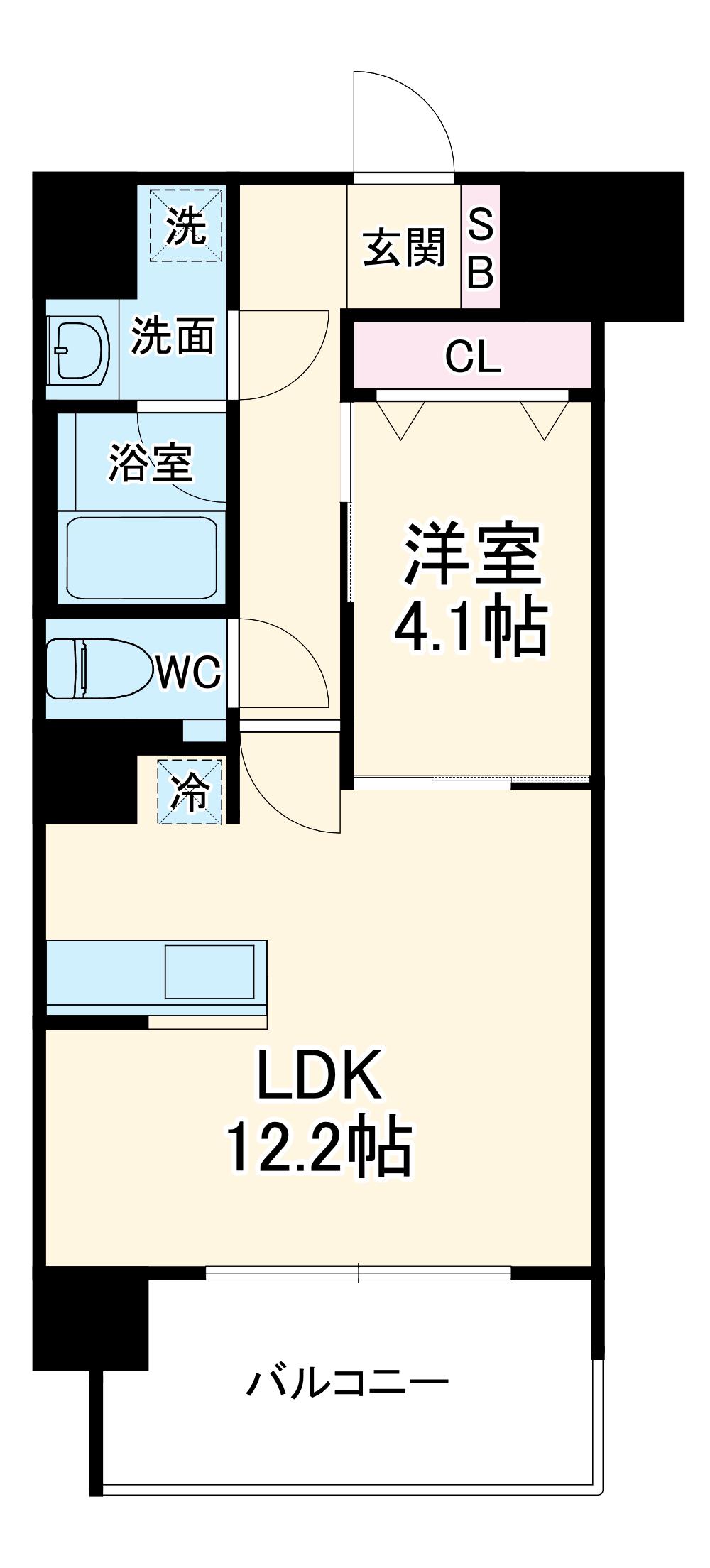ルーエ池下(1LDK/9階)の間取り写真
