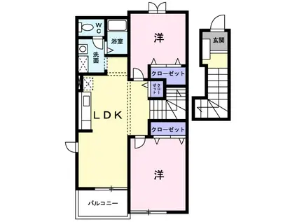 ヒルトップ(2LDK/2階)の間取り写真