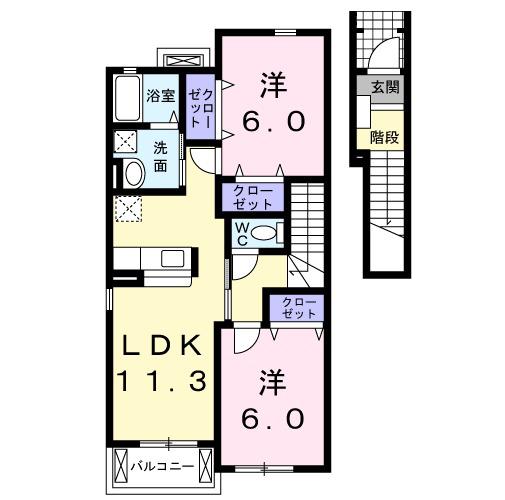 サイレントブリーズ湘南(2LDK/2階)の間取り写真