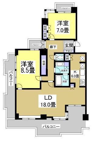 リヴァージュ高林(2LDK/3階)の間取り写真