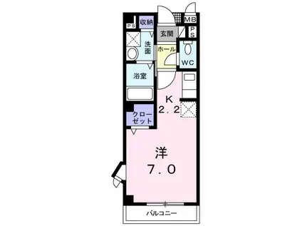 ルミエールⅤ(ワンルーム/2階)の間取り写真