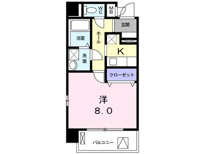 ヴェルデ鳴海(1K/6階)の間取り写真