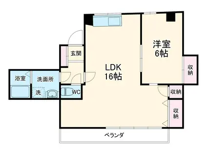 加来ビル(1LDK/6階)の間取り写真