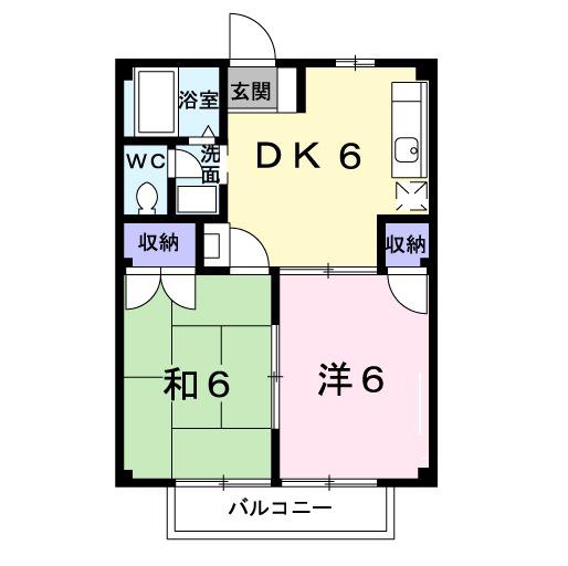 グランドール Ⅱ(2DK/2階)の間取り写真