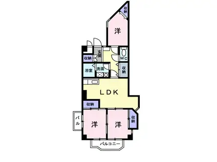 パステルビラ光陽(3LDK/3階)の間取り写真