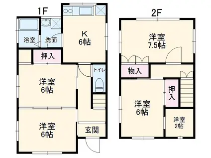 西武鉄道新宿線 南大塚駅 徒歩4分 2階建 築46年(5DK)の間取り写真
