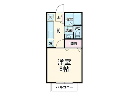 ボヌールA(1K/2階)の間取り写真