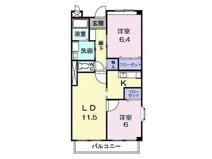 ガーデンプレイスⅡ(2LDK/2階)の間取り写真