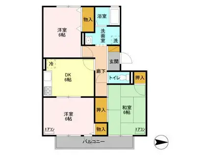 フレマリール鎌ヶ谷C(3DK/2階)の間取り写真