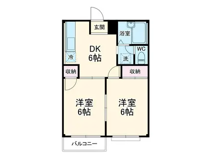 プレミールNAGAI(2DK/1階)の間取り写真