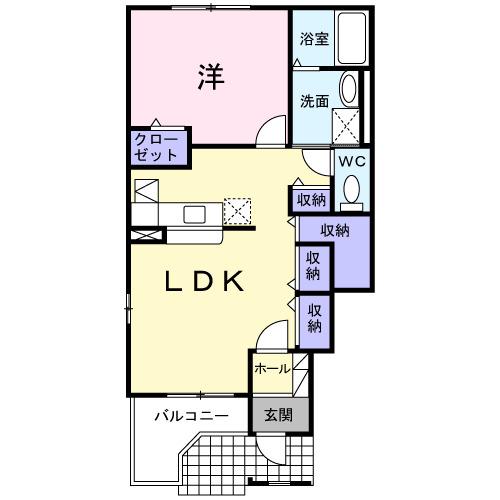 ヴィラ グラッツィア Ⅰ(1LDK/1階)の間取り写真