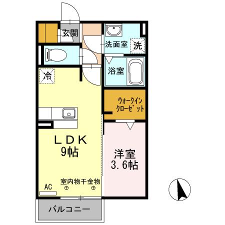 ピーノ・グランデ(1LDK/2階)の間取り写真