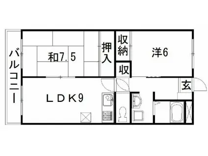ハーモニー和合Ⅱ(2LDK/3階)の間取り写真