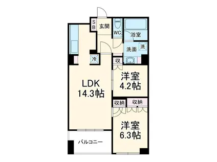 アートフォルム元城(2LDK/3階)の間取り写真