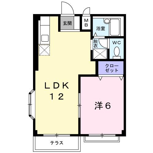 とまとハイツⅡ(1LDK/1階)の間取り写真
