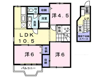 ラ・ボンヌ・シャンス.Ⅱ(3LDK/2階)の間取り写真
