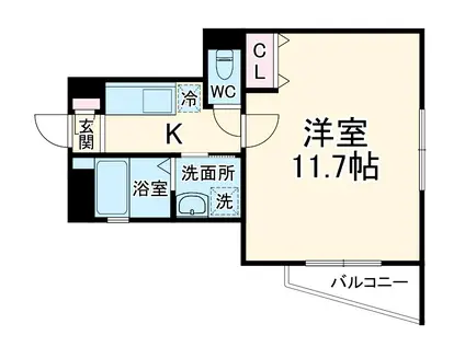 ハピネス北田町(1K/5階)の間取り写真