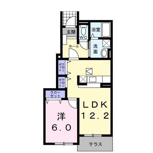 グレイスコート(1LDK/1階)の間取り写真