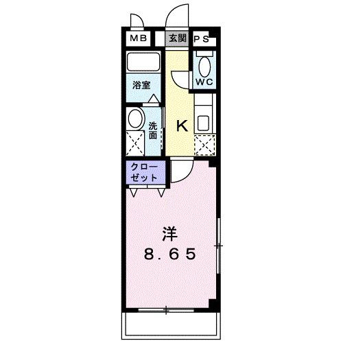 エスパソ諏訪(1K/2階)の間取り写真
