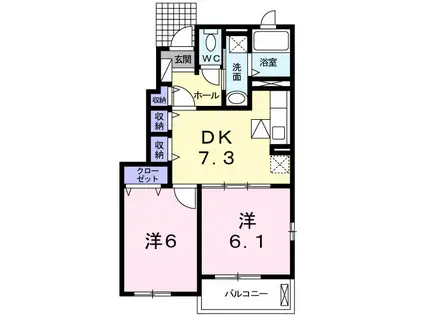 プラーナB(2DK/1階)の間取り写真