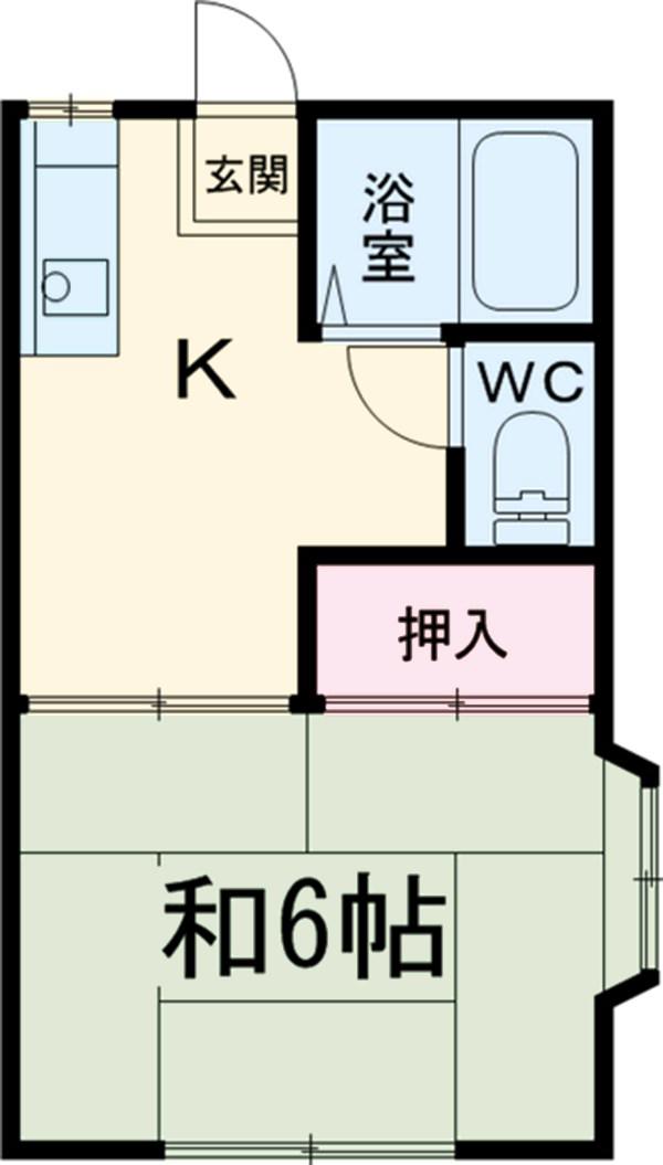 メゾン東(1DK/2階)の間取り写真
