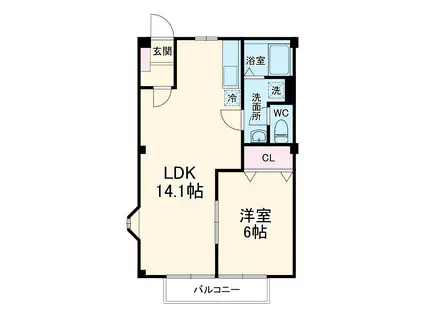 グリーン・ヒル(1LDK/1階)の間取り写真