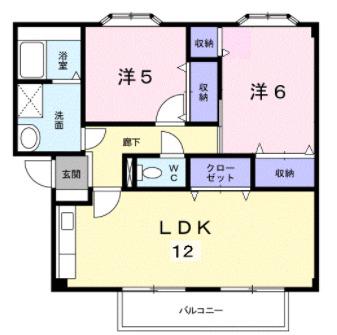 プランタン関根Ⅱ(2LDK/1階)の間取り写真