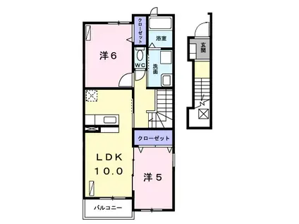 ソレイユⅡ(2LDK/2階)の間取り写真
