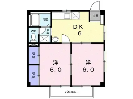 グリーンビレッヂ(2DK/2階)の間取り写真